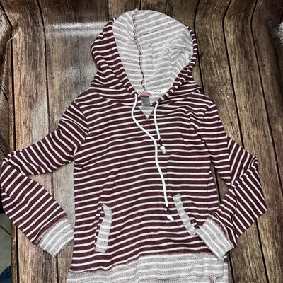 BKE Lounge Sudadera con Capucha Camisa Pullover Ligera Top Borgoña Rayas L/S Mujer S Foto 1 de 4