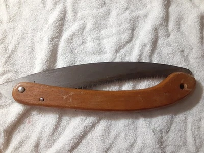 Vintage folding Curved Hand Saw Pruning Saw with Wood Handle taiwan 20" Lg total - Image 1 of 4