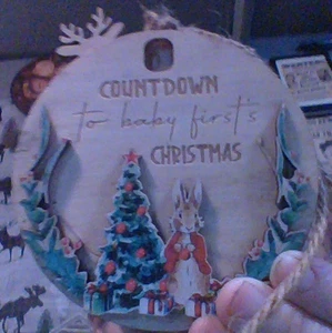 Beatrix Potter conto alla rovescia per il primo Natale in legno conto alla rovescia ornamento - Foto 1 di 1