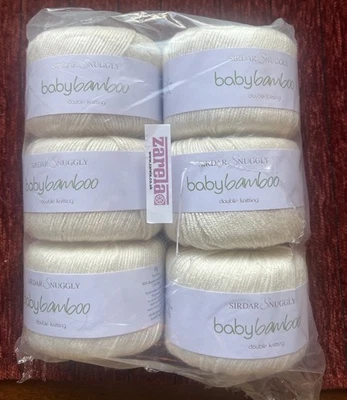 Lot Of (6) Cream Sirdar Snuggly Baby Bamboo Yarn 50 grams Cream, NEW - Image 1 of 4