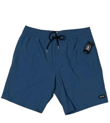 Volcom Men’s Stones Hybrid Shorts Blue Drawstring Logo Inseam 8” NEW! Medium $45 - Image 1 of 4