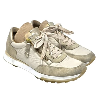 Zapatilla deportiva Paul Green Tate beige de cuero dorado gamuza con cremallera para mujer EE. UU. 6,5/Reino Unido 4 precio de venta sugerido por el fabricante $445 Foto 1 de 4