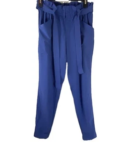 Athleta Women’s Tie Front Waist Skyline Paperbag Blue Pants Size 0 - Picture 1 of 8