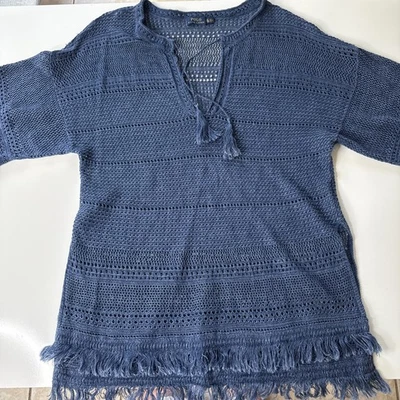 Polo Ralph Lauren Crochet Top Mujer XL Boho Flecos Hippie Pull Over Cubrir Foto 1 de 4