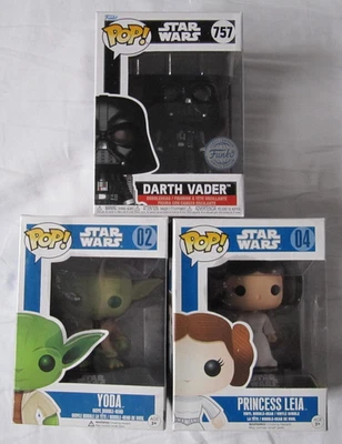 FUNKO STAR WARS #757 #02 #04 VINYL FIGURE JOB LOT BUNDLE YODA LEIA VADER - Image 1 of 4