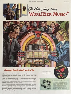 Wurlitzer Juke Box Music Entertainment Tunes Nickel Polkas VTG Print Ad 1946 - Picture 1 of 1