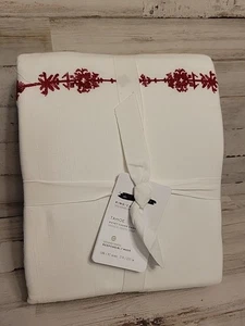 Pottery Barn Tahoe Red Embroidered  King Cal King Duvet Holiday Christmas - Picture 1 of 4