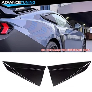 Fits 24-26 Ford Mustang Coupe Gloss Black V Style Side Window Louver Covers ABS - Picture 1 of 8