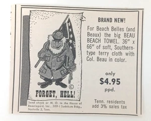 "Forget, Hell" Beach Towel Southern Type Terry Cloth TN (Mini-Print Ad) 1961 - Picture 1 of 3