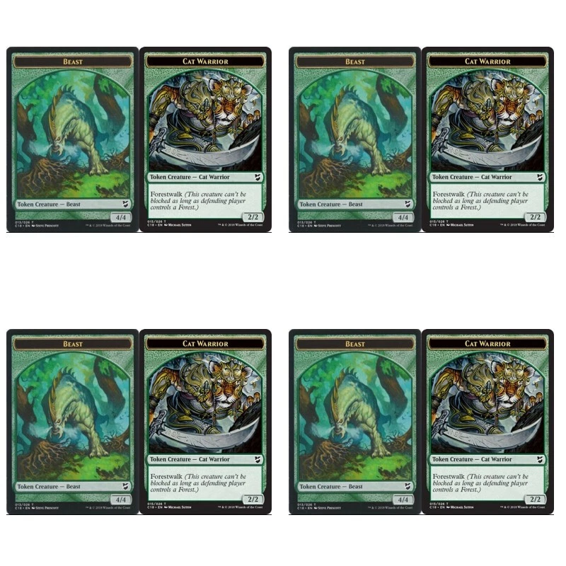 4 x CAT WARRIOR / BEAST TOKEN NM Commander 2018 mtg Token - Com - Image 1 of 1