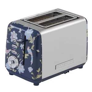 Laura Ashley Designer 2 Rebanadas Tostadora Elveden Azul Plata VQ y Bandeja Migaja de Pan - Imagen 1 de 4