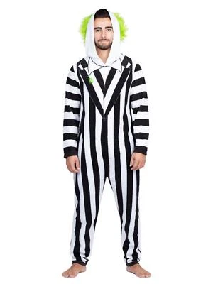 Beetlejuice Halloween Disfraz Unión Traje Pijama Una Pieza Hombres Mujeres S M L XL 2XL Foto 1 de 2