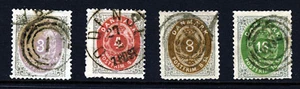 DENMARK 1870-74 Skillings Posthorn Group Wmk Crown SG 42 to SG 48 VFU - Picture 1 of 2