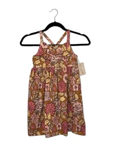 Tommy Bahama Tan Pink Floral Sun Dress Spaghetti Straps NWT Girls 7 - Picture 1 of 8