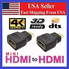 2 x mini adaptateur HDMI mâle vers standard HDMI femelle plaqué or HDTV 4K 1080p 3D