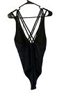 Womens Beachsissi Black Criss Cross One Piece Bathing Suit Size Xl