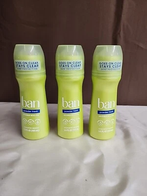 (3) Desodorante antitranspirante BAN Roll-On-POWDER FRESH-3,5 oz cada-Exp. 2026 - Imagem 1 de 4