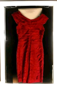 London Times Cocktail Tiered Dress Women's 4 Scarlet Red Floral Neckline NEW - Picture 1 of 5