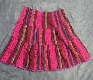 Sister Mary Embroidered Boho Lagenlook Flare Skirt Sz L Womens Crochet Hem Rare - Picture 1 of 9