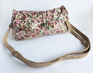 Pink and Purple Floral Sequined Handbag Shoulder Bag - 28 x 14cm (VBG114) - Picture 1 of 7