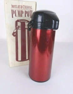 Vintage Thermal Insulated Air Pump Pot Dispenser Red Hot/Cold - Picture 1 of 9