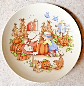 1991 Country Kids Sharing is Fun Plate - Watkins Fall Autumn 6195 2/6 Vintage - - Picture 1 of 3