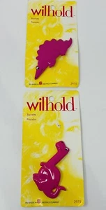 Lot of 2 Goody Barrettes Hot Pink Dinosaur Wilhold American Greetings 1990's - Picture 1 of 9