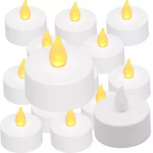 12 pcs AMBER Led Tea Light Flameless Battery Candles Wedding Party Romantic - Picture 1 of 3
