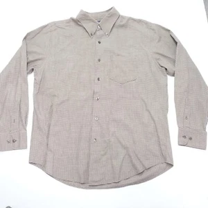Dockers Dress Shirt Men's Large 16-16.5 Brown Cotton Houndstooth Formal Business - Picture 1 of 7