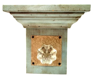 Sage Green Distressed Wooden Shelf with Clear Glass Knob w/Hanger for Wall Mount - Picture 1 of 11