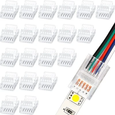 20 Pcs 5 Pin 12 mm LED Strip Connector RGB LED Strip Lights Waterproof Adapte... - Image 1 of 4