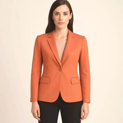 Blazer Dalia Melocotón Coral Mezcla Lino Talla Grande Ropa de Trabajo Informal Negocios Femenino Foto 1 de 4