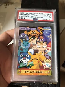Pokemon Japanese Carddass 1999 214 Meowth Pikachu Togepi Bandai Card PSA 10 - Picture 1 of 7