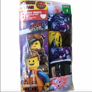 New in Pack Lego Movie 2 Handcraft Boys Briefs 6 Pair Underwear Cotton Size 4 - Picture 1 of 8