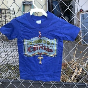 Vintage Roach 1979 Glitter IM Proud To Be A Christian T Shirt Kids Size 4 - Picture 1 of 13