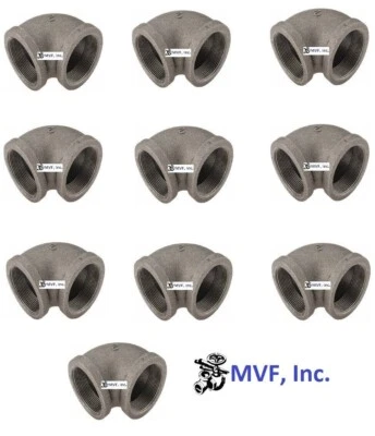 1/8" 150 Female NPT 90° Elbow Black Malleable Iron Fitting MI010141BMI (10PACK) - Image 1 of 4