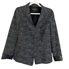 Lafayette 148 Blazer Jacket Women’s Size 10 Black Dot Faux Leather Trim Career