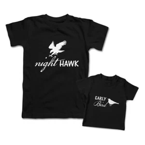 Love Mommy and Me Outfits Night Hawk Eagle Early Bird Crow Cotton Match Clothes - Picture 1 of 9