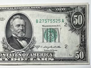 1950 C $ 50 Fifty Dollar Bill Federal Reserve Note New York Vintage Currency - Picture 1 of 6