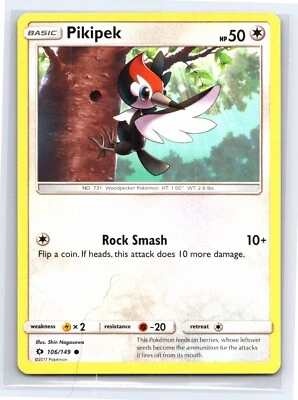 2017 Pokemon TCG - Sun & Moon SM Regular Pikipek 106/149 - Image 1 of 2