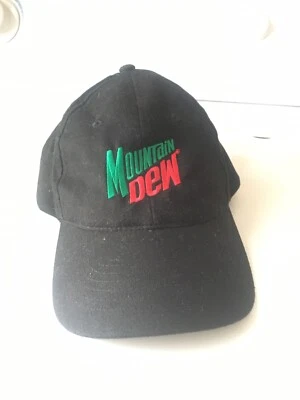 Винтажная бейсболка Mountain Dew с ремешком на спине с вышитым логотипом из газировки черная - Изображение 1 из 4