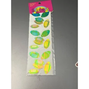 Vintage Stuck on You Holographic Football Stickers 6" Sheet NEW NOS - Picture 1 of 5