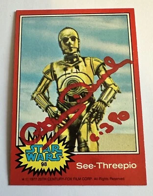 1977 Topps Anthony Daniels Signed #98 See-Threepio C-3PO Official Pix Authentic - Image 1 of 4