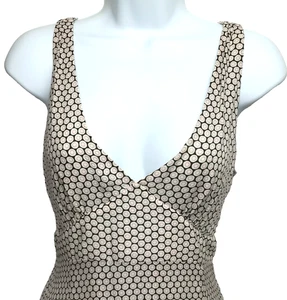 J Crew Womens Silk Midi Dress 12 Geometric Dots V Neck Sleeveless Flowy Lined - Picture 1 of 9
