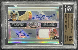 SAM BRADFORD COLT MCCOY BGS 9.5 2010 BOWMAN STERLING ROOKIE DUAL PATCH AUTO 4/5 - Picture 1 of 2