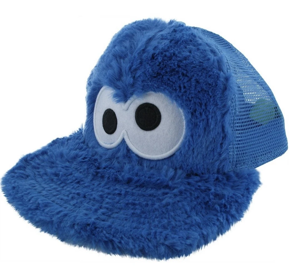 Sesame Street Cookie Monster Fuzzy Faux Fur Ballcap Hat Kids Youth Adjustable - Image 1 of 2