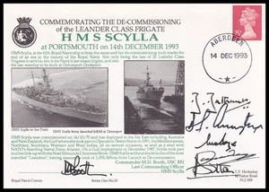 Desmantelamiento de Fragata Clase Leander HMS Scylla Cubierta Marina Multi Firmado - Imagen 1 de 2