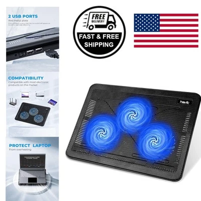 Ergonomic Laptop Cooling Pad with Adjustable Height - 15.6 to 17 Inch Black/Blue - Image 1 of 4