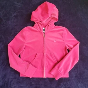 Juicy Couture Pink Velour Zip-Up Hoodie Jacket Y2K Tracksuit Top Size Medium - Picture 1 of 5
