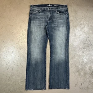 7 For All Mankind Jeans Mens 36x31 Blue Denim Faded Bootcut Western Rodeo Adult - Picture 1 of 13